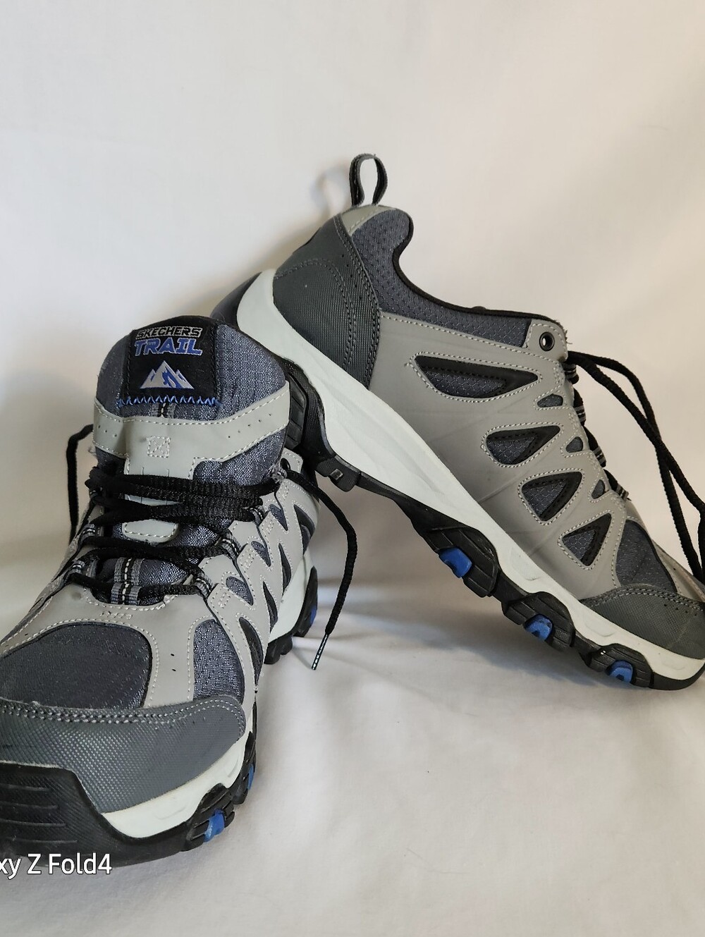Skechers Gray and Black Women's Trail Running Shoes with Blue Accents